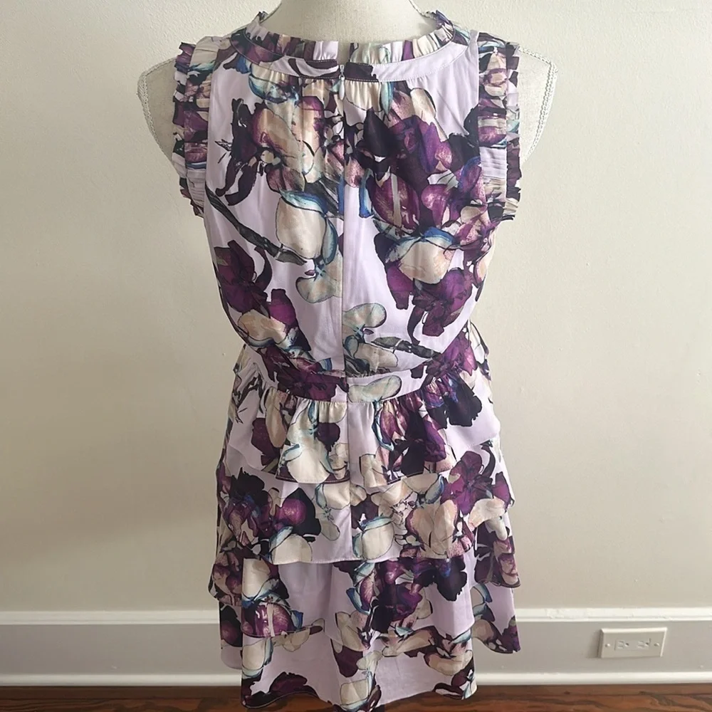 Banana Republic Floral Lilac Purple Andre A Line Dress 4 Petite - Picture 5 of 7